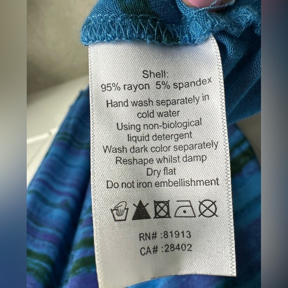 Plenty by Tracy Reese Flutter Sleeve Dress Blue Tie Back Midi Length Size Large - Picture 7 of 7